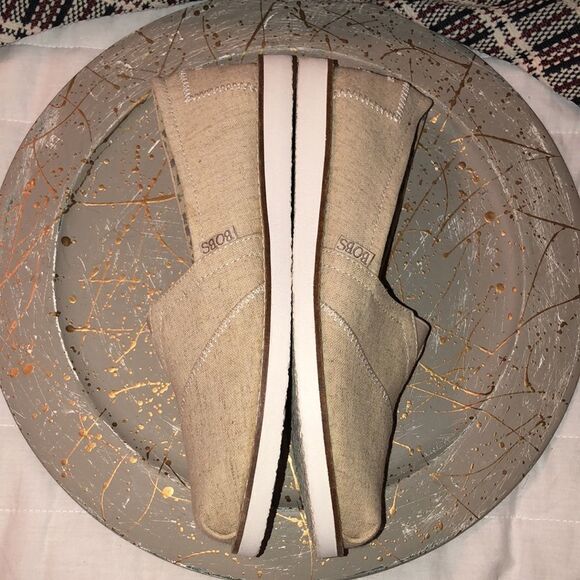 BOBS 8.5 by Sketchers Memory Foam Linen Canvas Slip On Flats Shoes - Picture 10 of 13